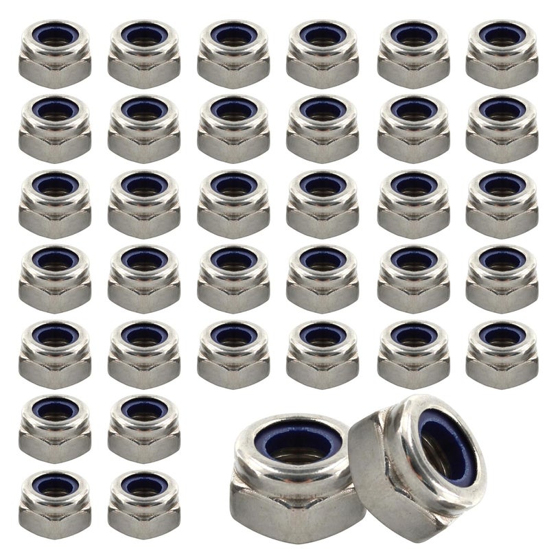 PDETVEO 50PCS Stainless Steel 304 Lock Nuts, M5-0.8 Nylon Insert Hex Lock Nuts - Image 1